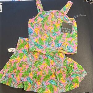 Cynthia Rowley Tropical Print Knit Gauze Top And Skirt Set New with tag NWT XS4